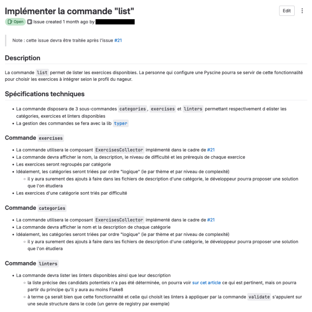 Capture d'écran du feedback du client de mon maître de stage